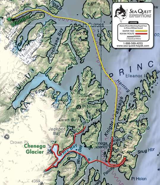Alaska Anchorage Glaciers Whales Kayak Trips-Map