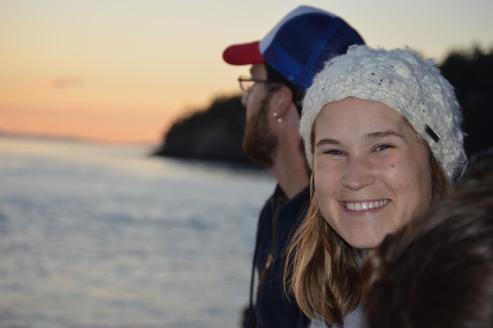 happy woman san juan islands kayaking expedition | Sea Quest Kayak Tours happy woman on a san juan islands kayaking expedition