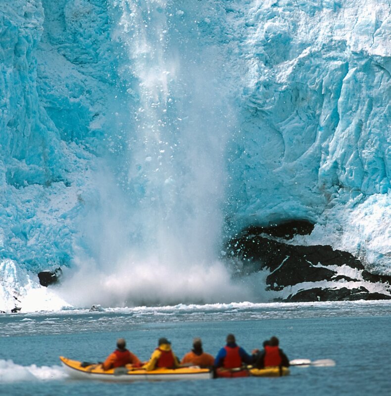 See calving glaciers in Alaska's prince William sound from a kayak