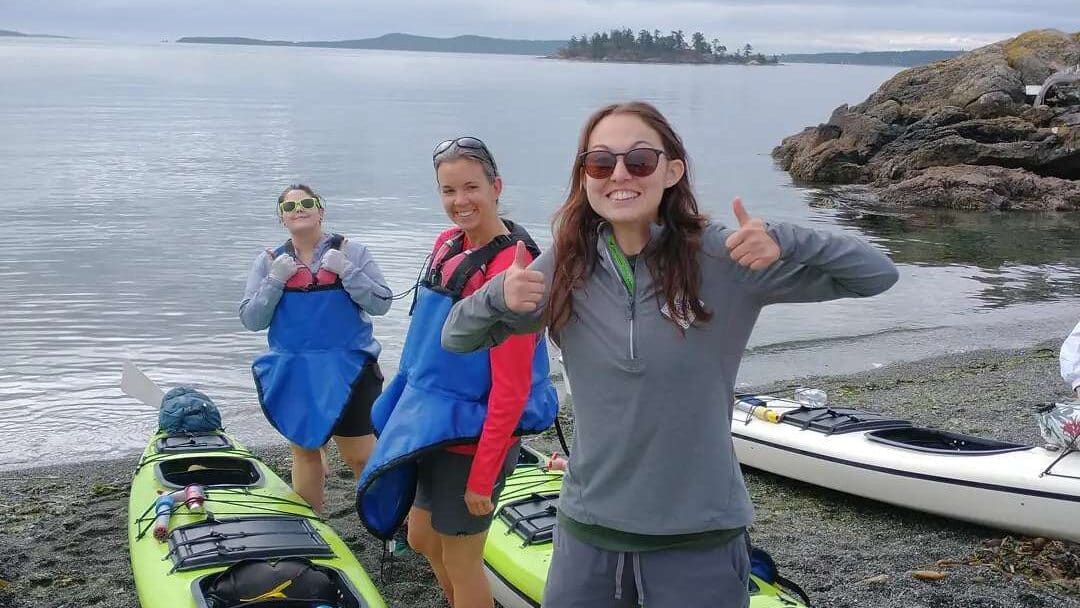 sea kayaking equipment happy family